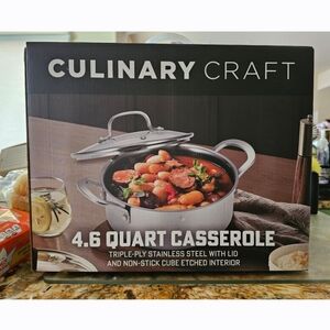 NWT Culinary Craft Stainless Steel Casserole with Lid - Silver